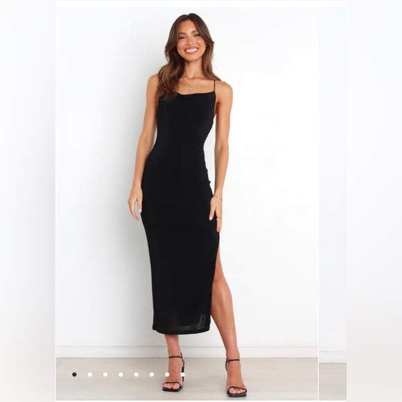 Petal & Pup Dresses Petal Pup Dixie Midi Dress Black Shimmer Halter